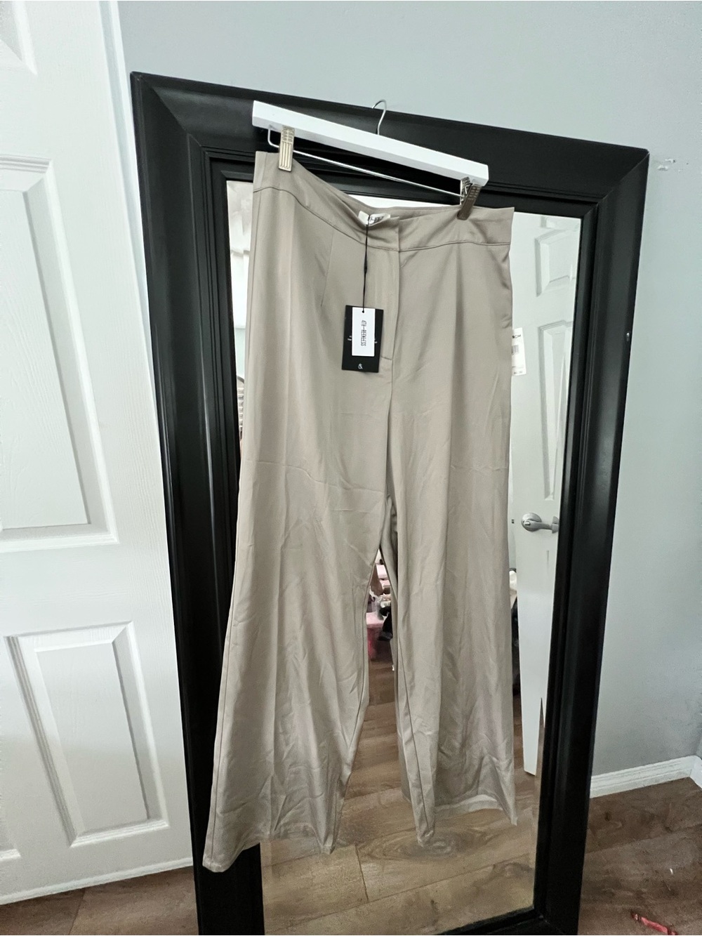 Nordstrom Wide-Leg Satin Pants in Taupe